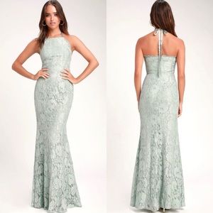 Lulus Every Memory Mint Lace Halter Maxi Dress
